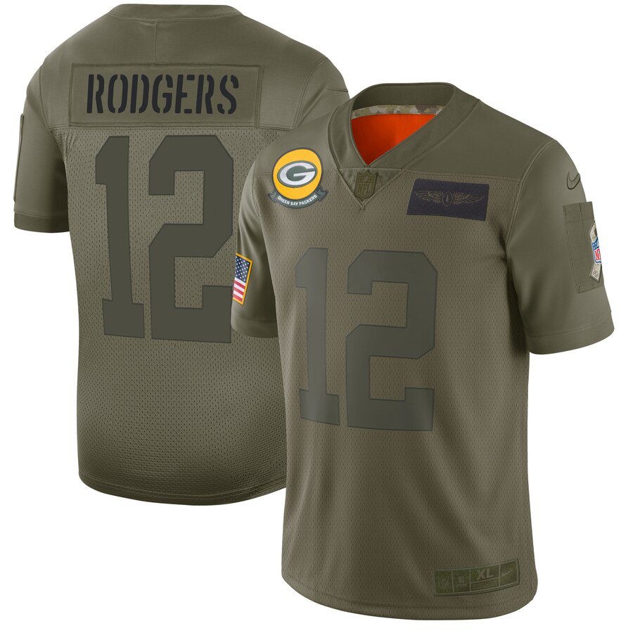 Men Green Bay Packers #12 Rodgers Green Nike Olive Salute To Service Limited NFL Jerseys->green bay packers->NFL Jersey